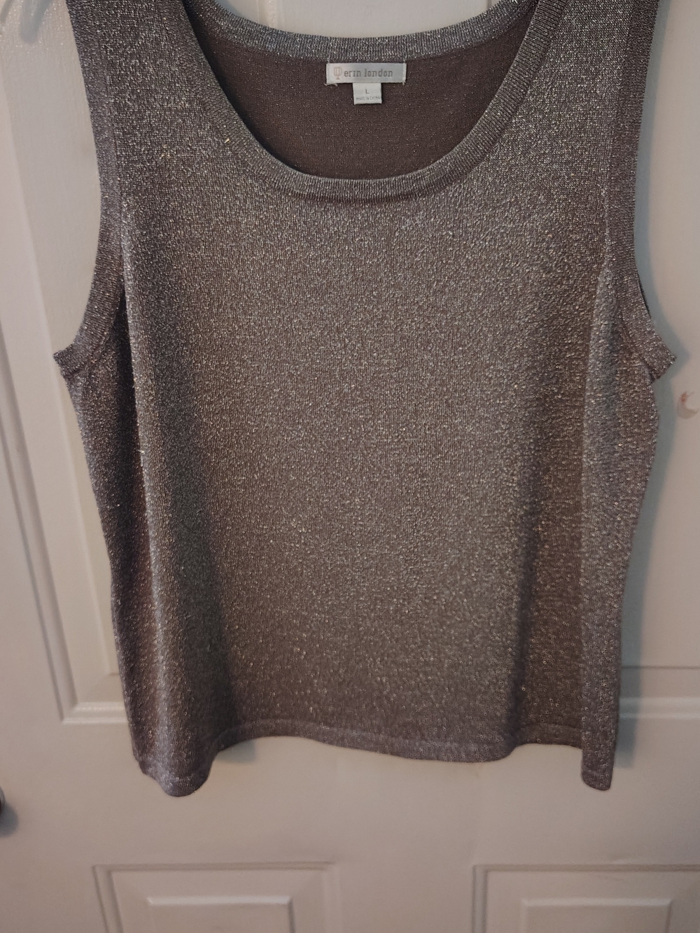 erin london Silver Metallic Scoop Neck Tank